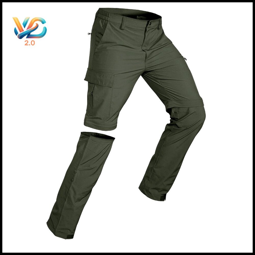 Men's Convertible Hiking Pants Quick Dry Zip-Off Cargo With 5 Pockets